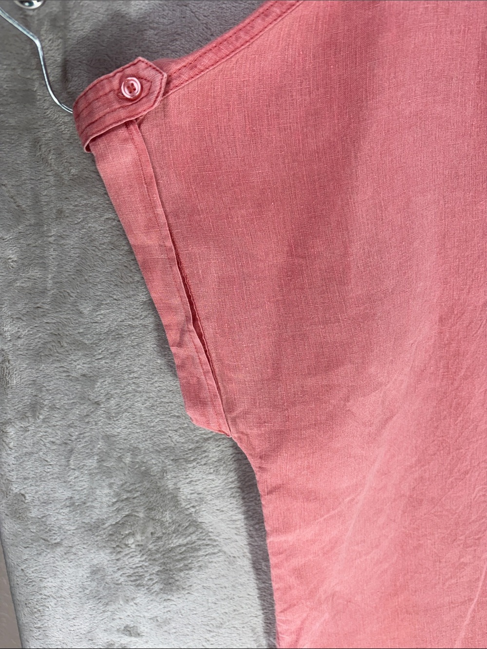 Nicole Miller Coral-Pink Split V-Neck Linen Tunic Top Size XL - Picture 4 of 6